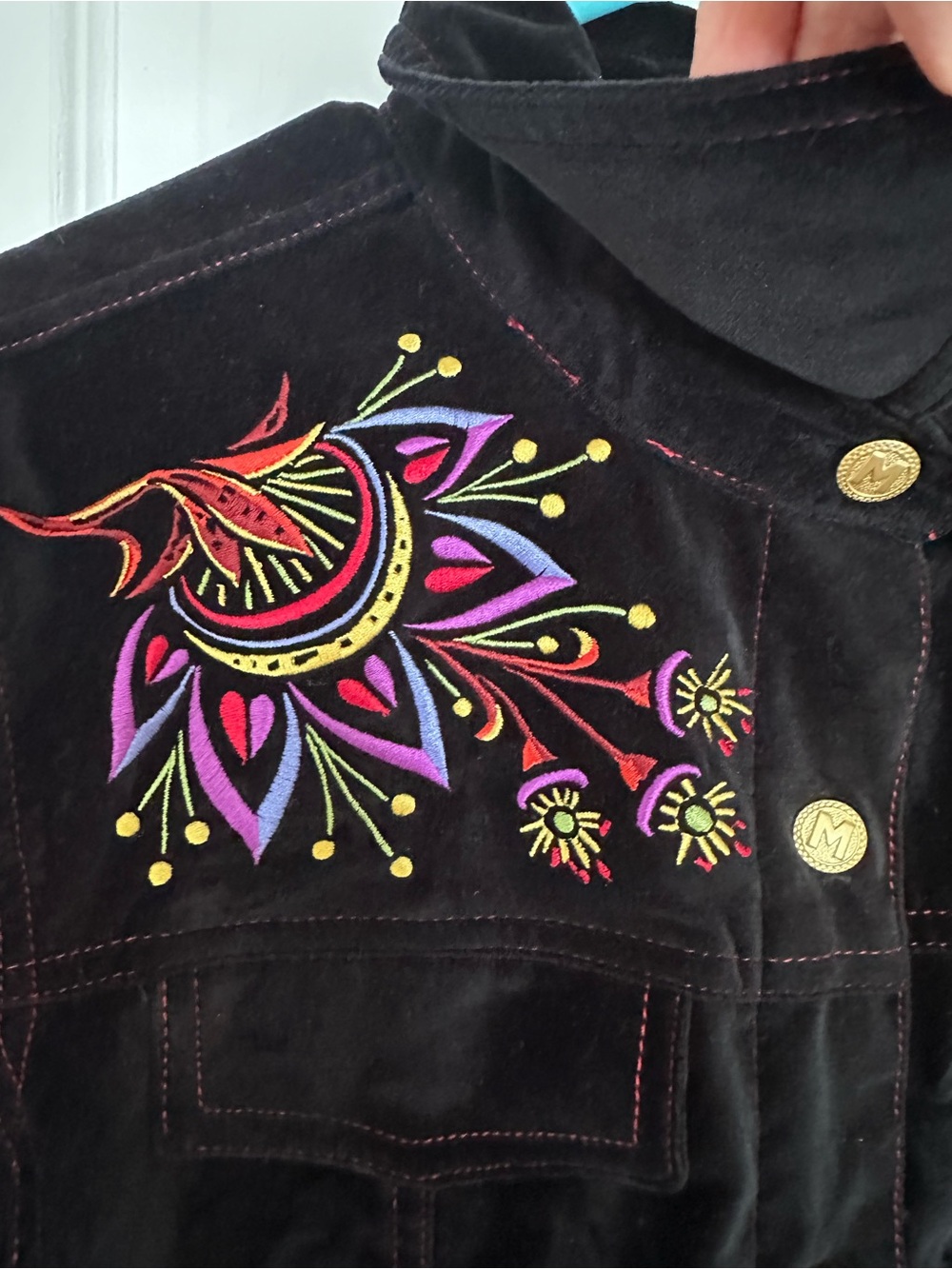 Bob Mackie Embroidered Jacket Black Multicolour Multiple colors size  L - Picture 6 of 13